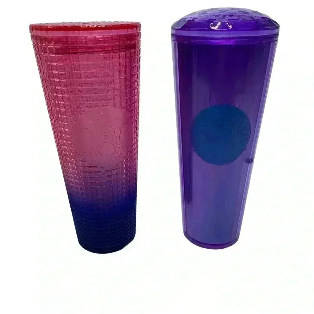 Starbucks Wisteria Kaleidoscope & Watermelon Gradient Ombre Grid Tumblers